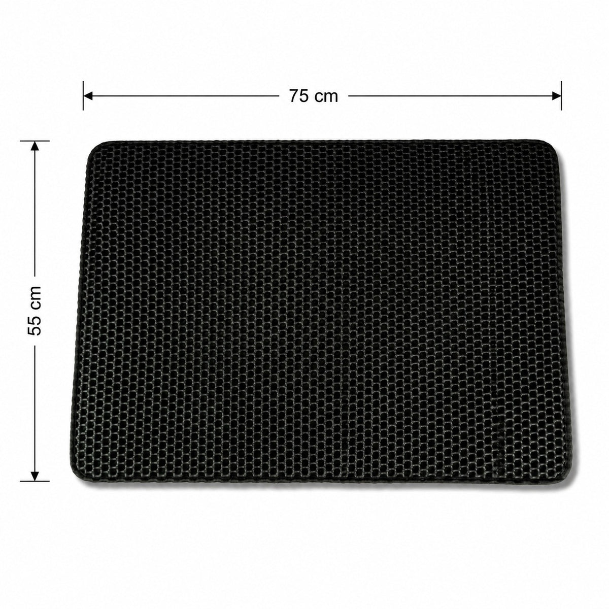 Mata pod kuwetę dla kota 75 x 55 cm dwuwarstwowa z sitem na żwirek, wodoodporna – czarna