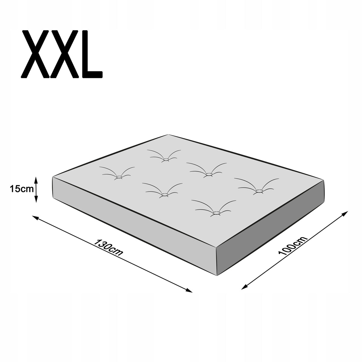 Materac dla psa XXL 130x100 cm wodoodporny, pikowany, dla ras olbrzymich – czarny