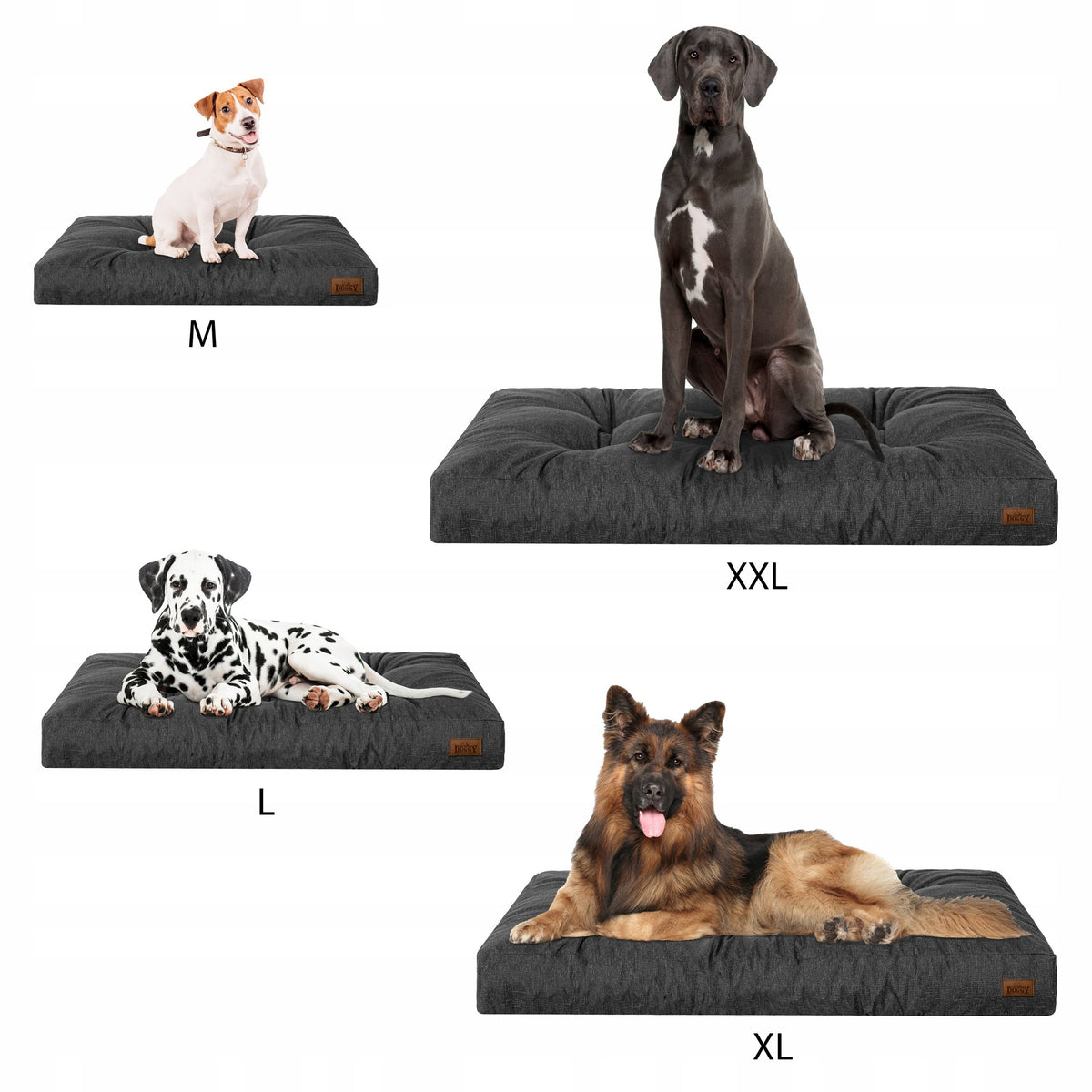 Materac dla psa XXL 130x100 cm wodoodporny, pikowany, dla ras olbrzymich – czarny