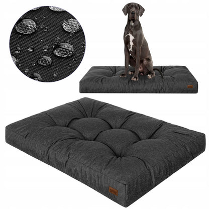 Materac dla psa XXL 130x100 cm wodoodporny, pikowany, dla ras olbrzymich – czarny
