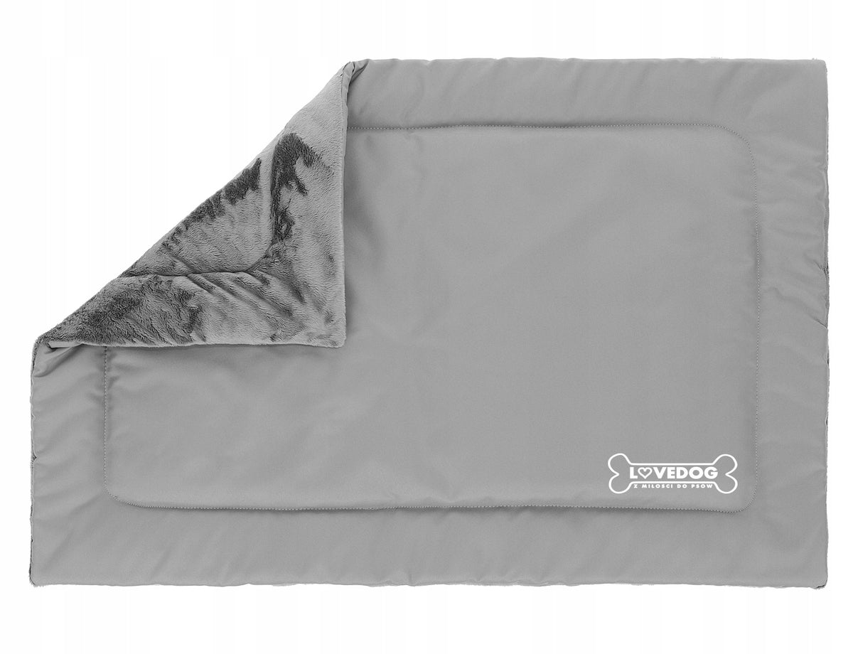 Lovedog Mata dla psa 90 x 60 cm do klatki i samochodu, rozmiar M, futerko i Kodura – szara
