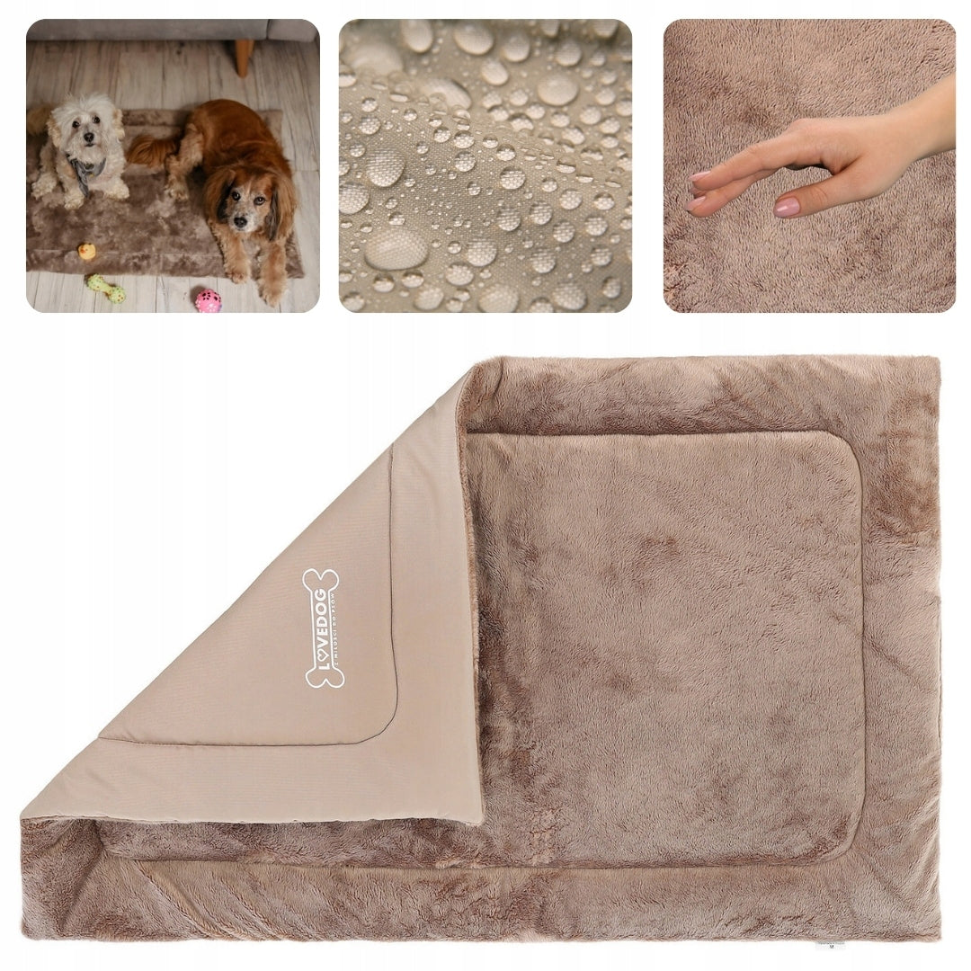 Lovedog mata dla psa 90 x 60 cm do klatki i samochodu, rozmiar M – beżowa