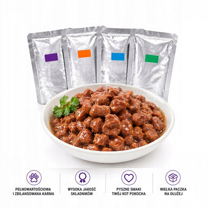 Mokra karma dla kota dorosłego 50 saszetek 85/100 g bez cukru – mix smaków