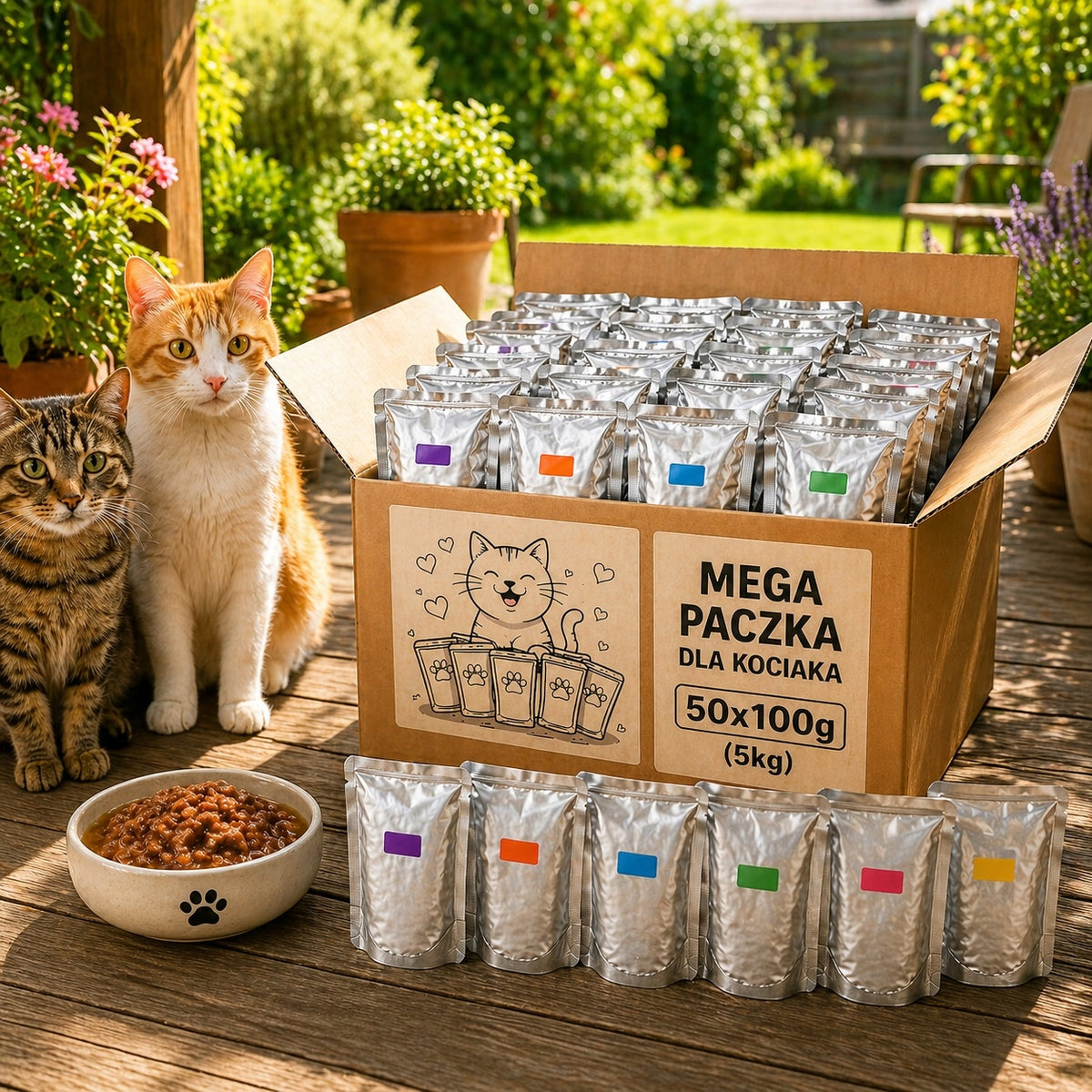 Mokra karma dla kota dorosłego 50 saszetek 85/100 g bez cukru – mix smaków
