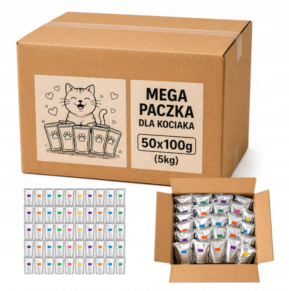 Mokra karma dla kota dorosłego 50 saszetek 85/100 g bez cukru – mix smaków