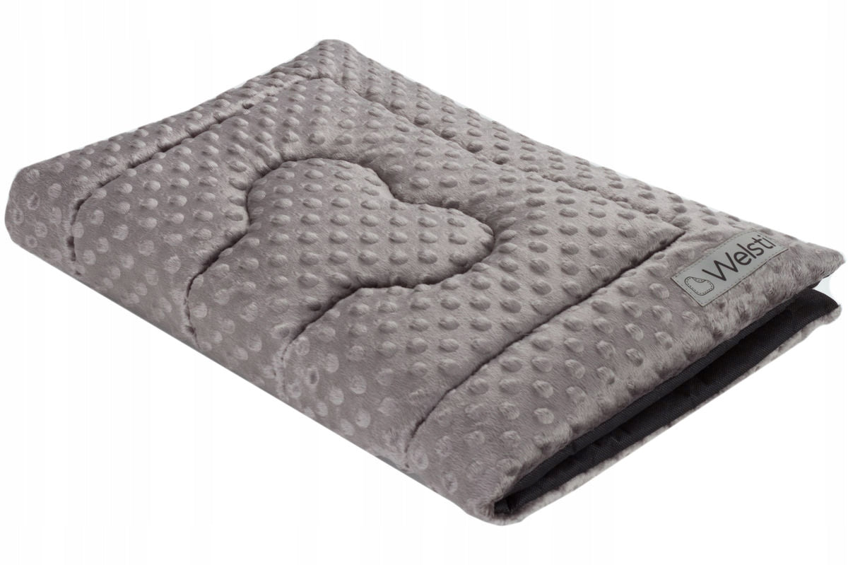 Welsti Mata dla psa 100 x 70 cm z pluszu minky – legowisko dla dużego psa, szara