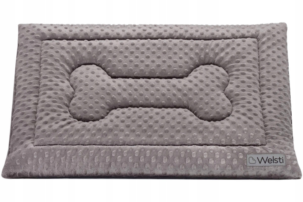 Welsti Mata dla psa 100 x 70 cm z pluszu minky – legowisko dla dużego psa, szara