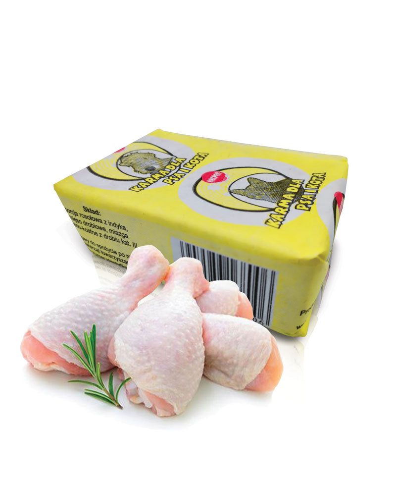 Mrożone mięso dla psa z indyka BARF bez kości 10 kg – kostki 40 x 250 g