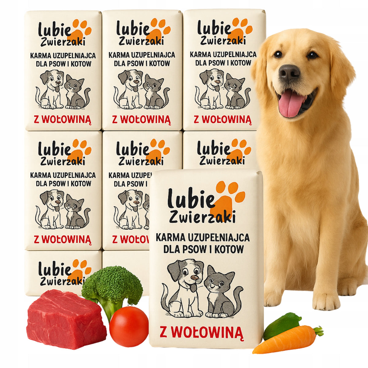 Mrożone surowe mięso wołowo-drobiowe dla psa BARF 10 kg – karma mokra bezzbożowa