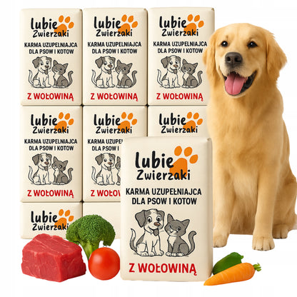 Mrożone surowe mięso wołowo-drobiowe dla psa BARF 10 kg – karma mokra bezzbożowa