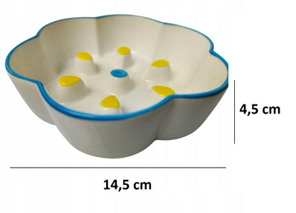 Miska spowalniająca jedzenie dla psa i kota ceramiczna 0,4 l, 14,5 cm – biała z wypustkami