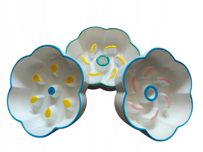 Miska spowalniająca jedzenie dla psa i kota ceramiczna 0,4 l, 14,5 cm – biała z wypustkami