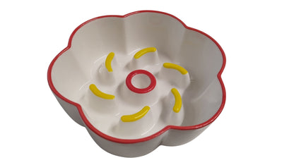 Miska spowalniająca jedzenie dla psa i kota ceramiczna 0,4 l, 14,5 cm – biała z wypustkami