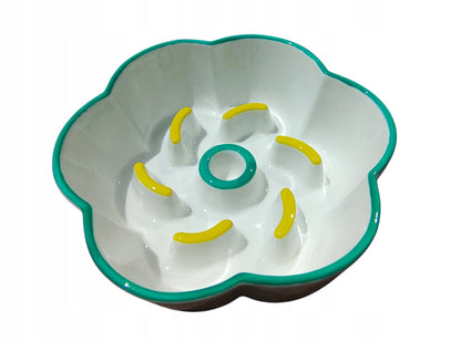 Miska spowalniająca jedzenie dla psa i kota ceramiczna 0,4 l, 14,5 cm – biała z wypustkami