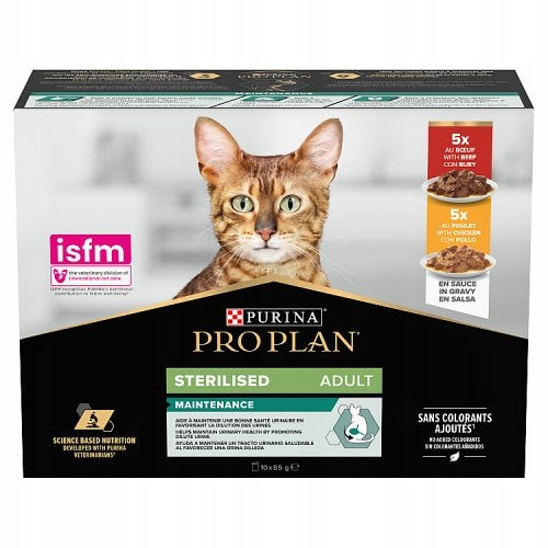 PRO PLAN Sterilised mokra karma dla kota po sterylizacji 10 x 85 g – kurczak i wołowina