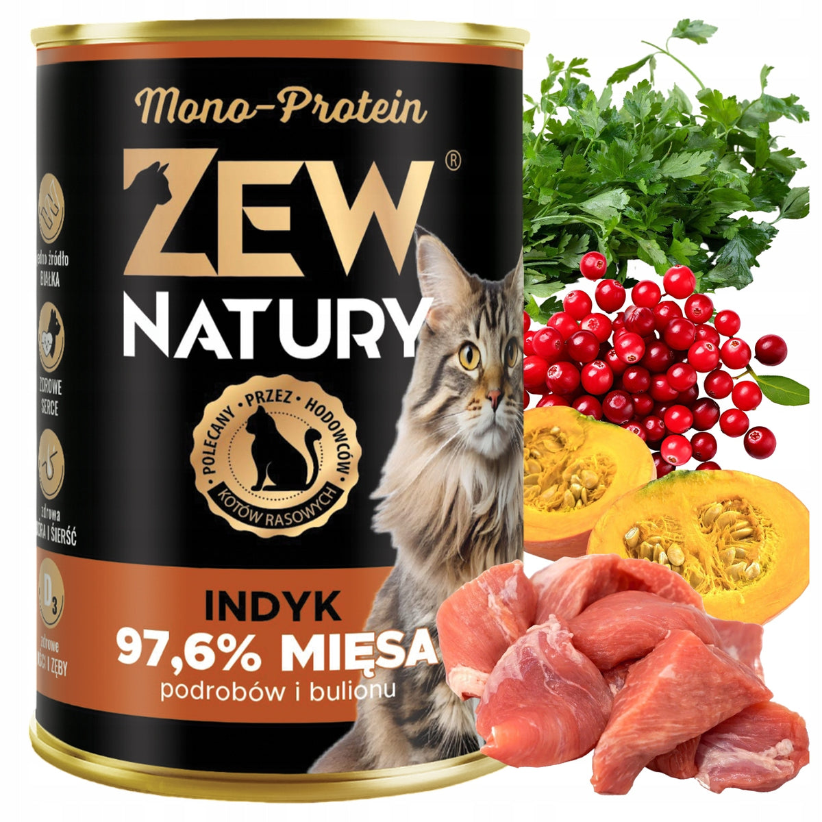 Zew Natury Mono-Protein mokra karma dla kota bezzbożowa 10 x 400 g – mix smaków