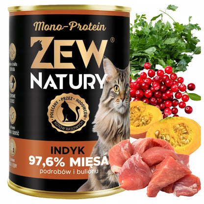 Zew Natury Mono-Protein mokra karma dla kota bezzbożowa 10 x 400 g – mix smaków