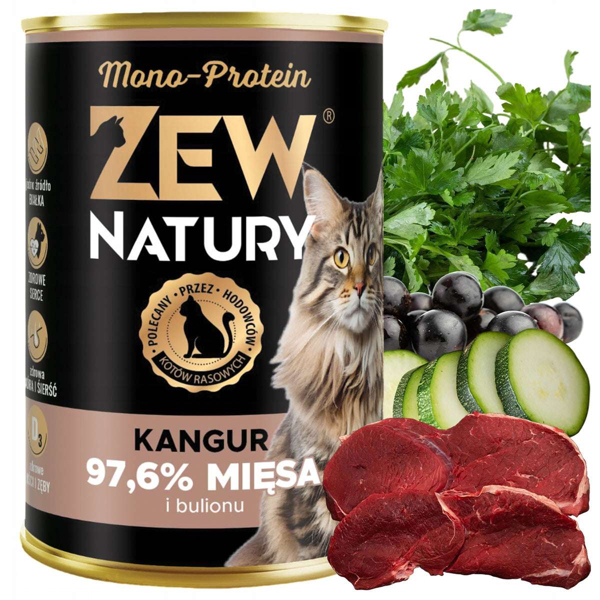 Zew Natury Mono-Protein mokra karma dla kota bezzbożowa 10 x 400 g – mix smaków