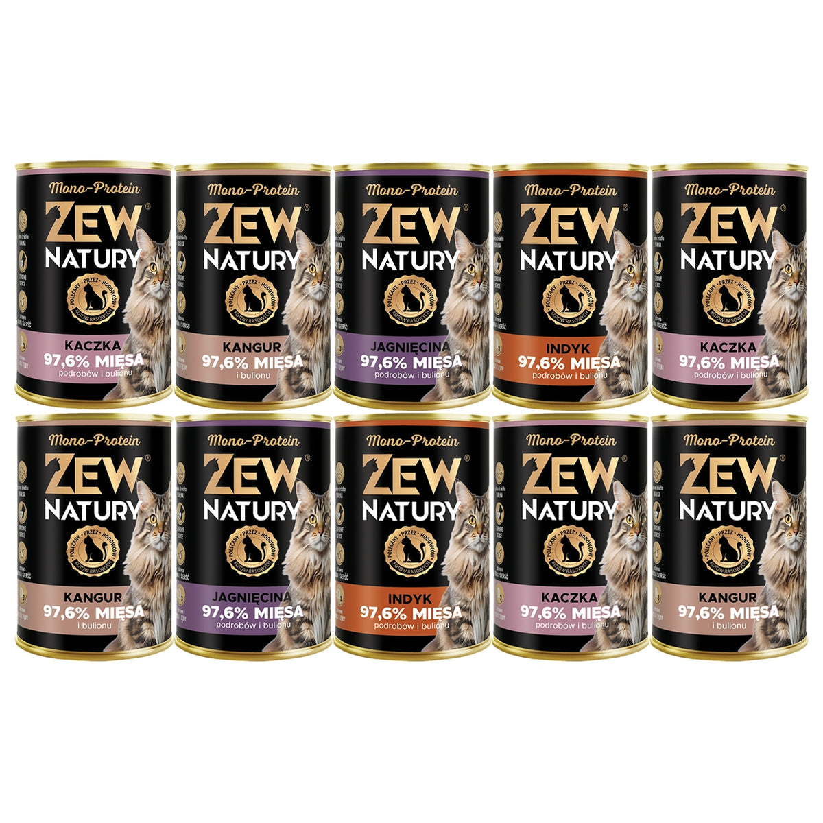Zew Natury Mono-Protein mokra karma dla kota bezzbożowa 10 x 400 g – mix smaków