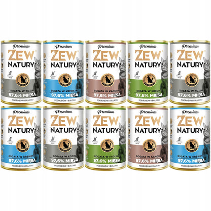 Zew Natury mokra karma dla kota 10x400 g bezzbożowa, wysokobiałkowa – mix smaków