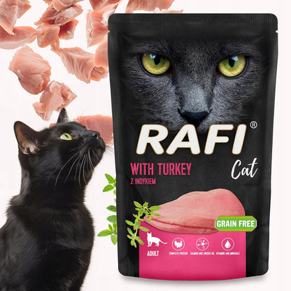 Rafi mokra karma dla kota bezzbożowa w saszetkach 24 x 100 g dla dorosłych – mix smaków