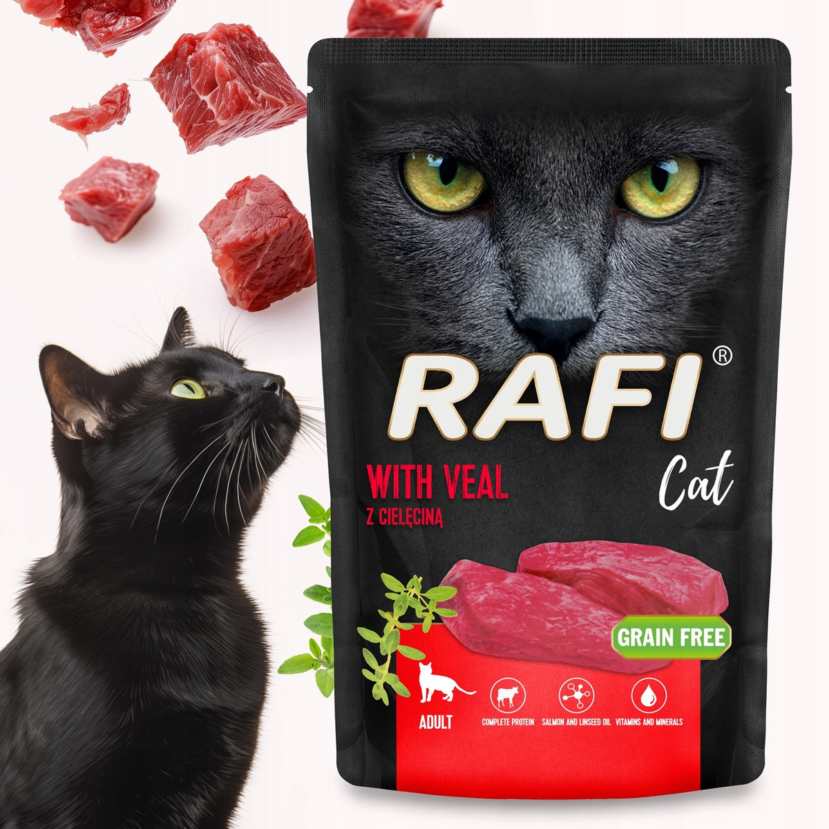 Rafi mokra karma dla kota bezzbożowa w saszetkach 24 x 100 g dla dorosłych – mix smaków