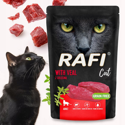 Rafi mokra karma dla kota bezzbożowa w saszetkach 24 x 100 g dla dorosłych – mix smaków