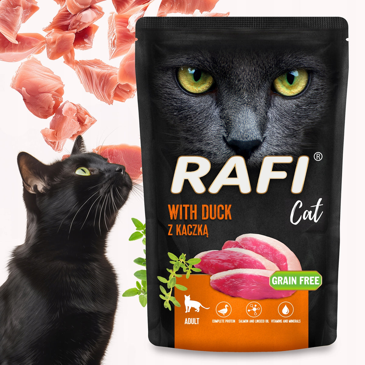 Rafi mokra karma dla kota bezzbożowa w saszetkach 24 x 100 g dla dorosłych – mix smaków