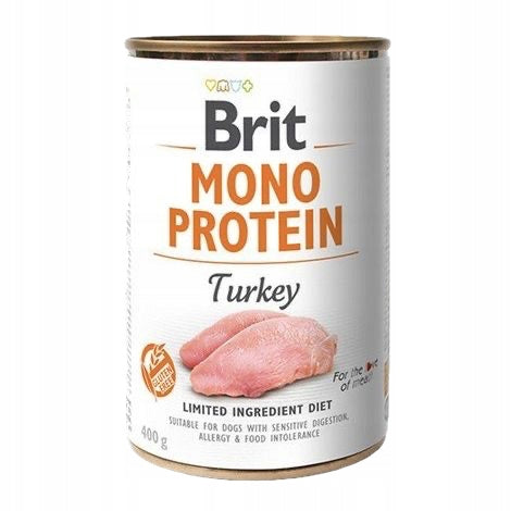 Brit Care Mono Protein mokra karma dla psa z indykiem 12 x 400 g – bezzbożowa, puszki
