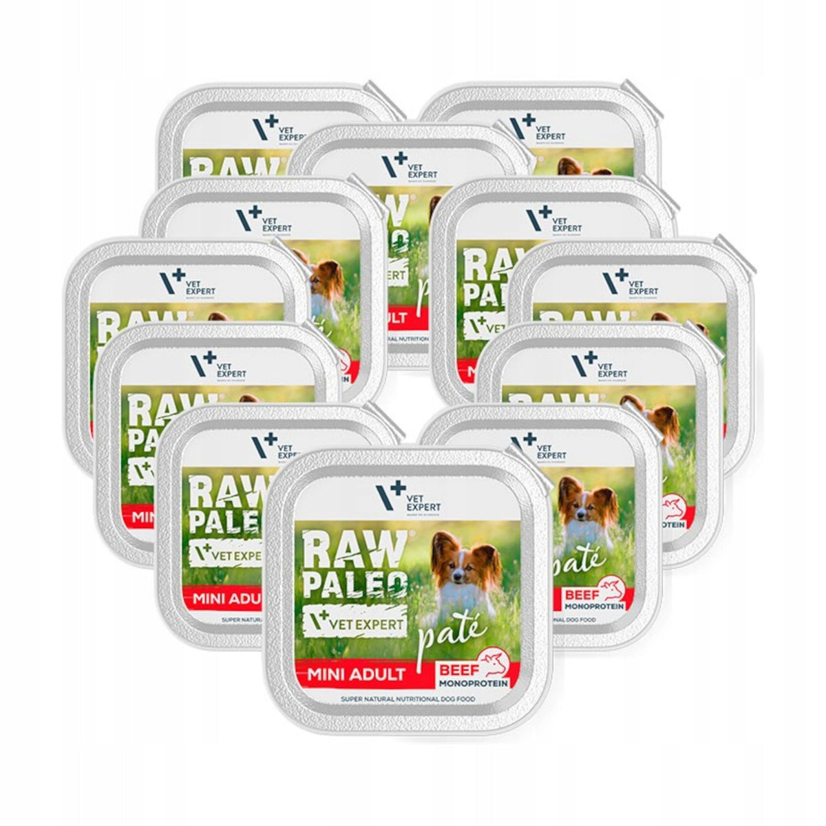 RAW PALEO Mokra karma dla psa monobiałkowa 12x150 g – pasztet bezzbożowy dla ras małych, wołowina