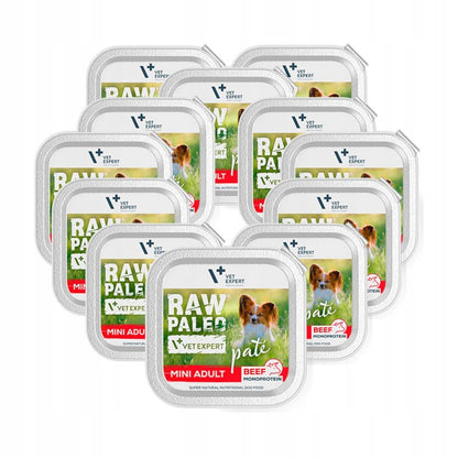 RAW PALEO Mokra karma dla psa monobiałkowa 12x150 g – pasztet bezzbożowy dla ras małych, wołowina