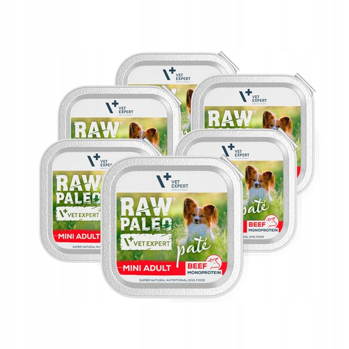 RAW PALEO Mokra karma dla psa małych ras, monobiałkowa wołowina 6 x 150 g – pasztet