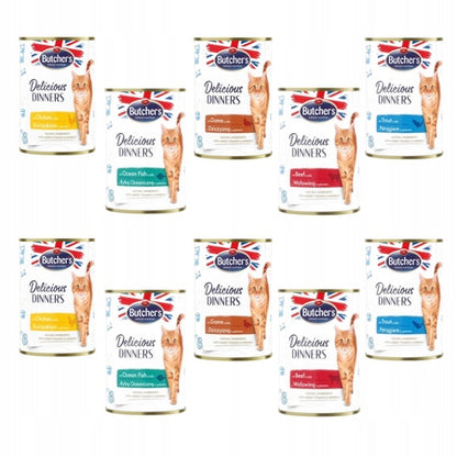 Butcher's Delicious Dinners mokra karma dla kota bezzbożowa 10x400 g – mix smaków