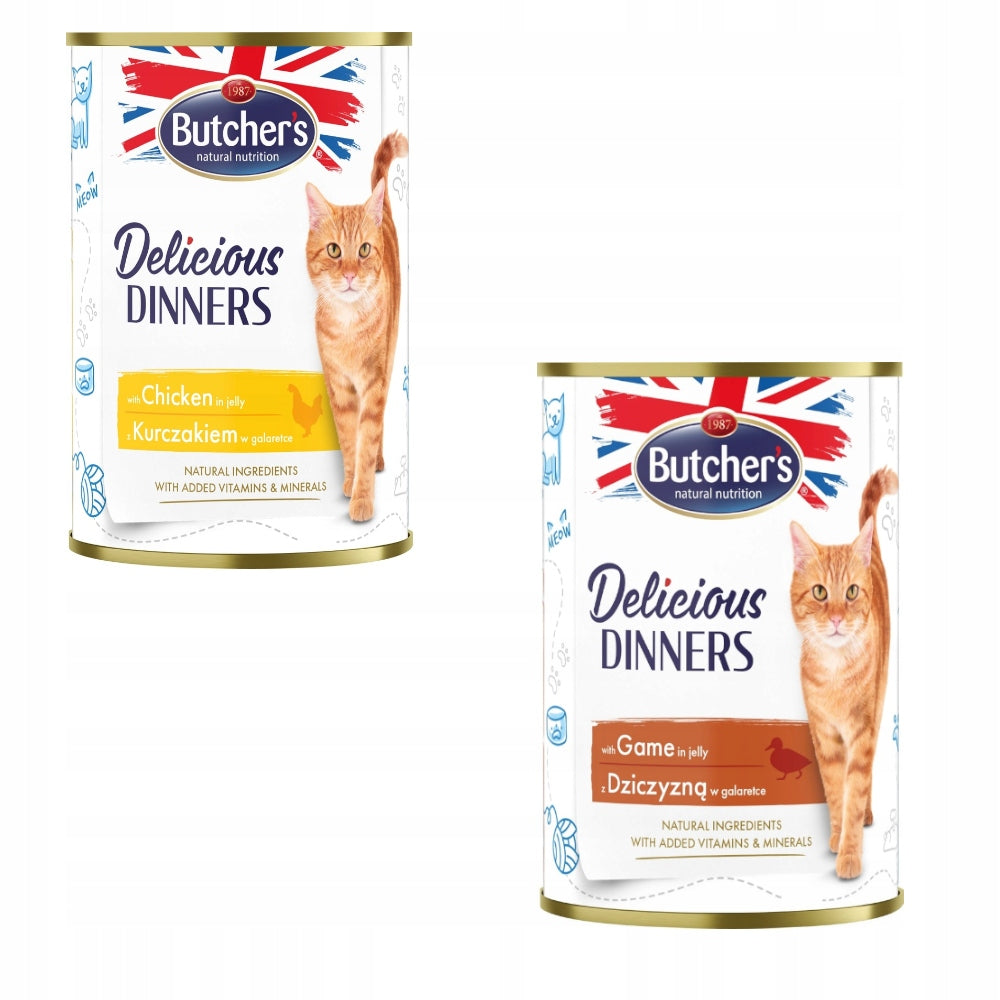 Butcher's Delicious Dinners mokra karma dla kota 40x400 g w galaretce – mix smaków