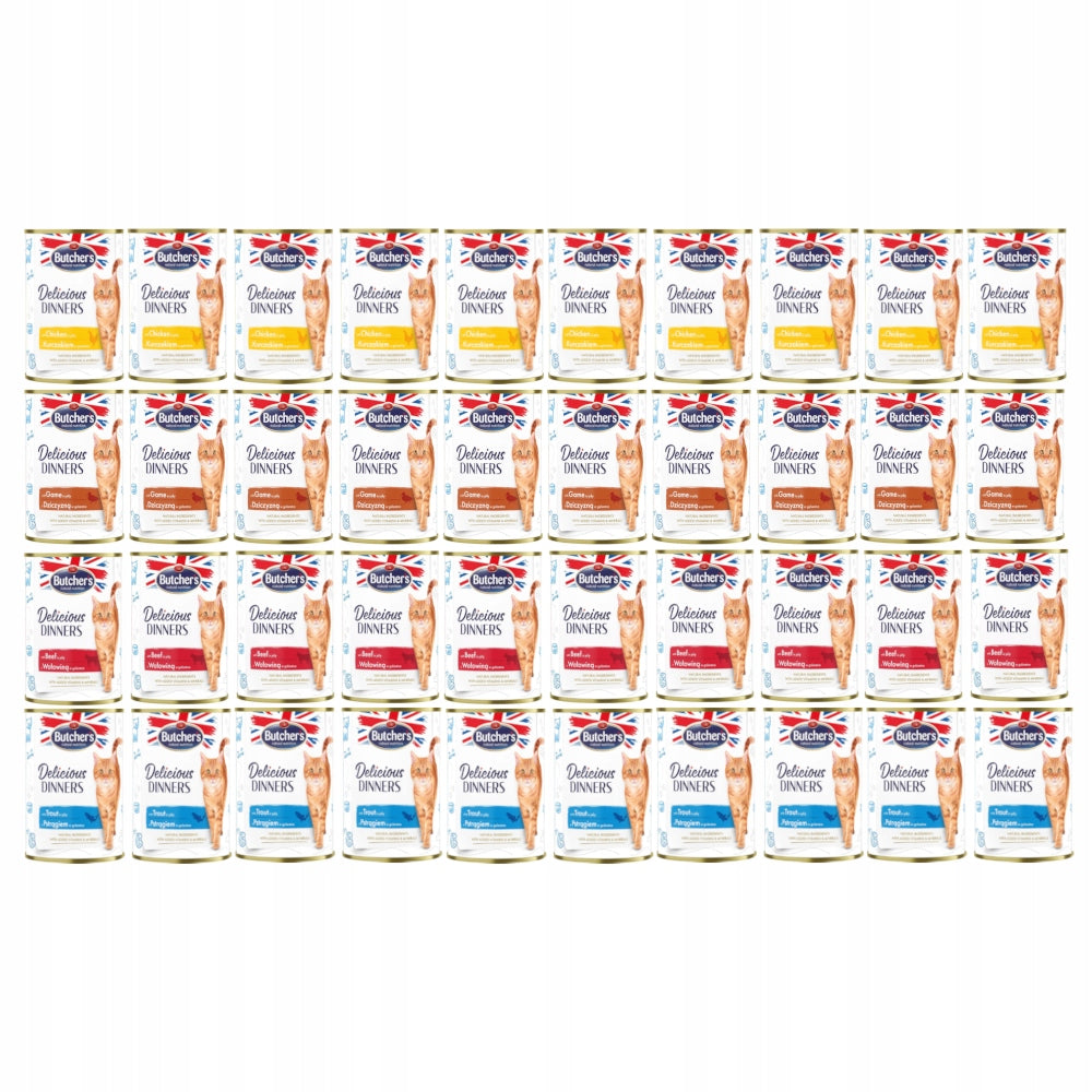 Butcher's Delicious Dinners mokra karma dla kota 40x400 g w galaretce – mix smaków
