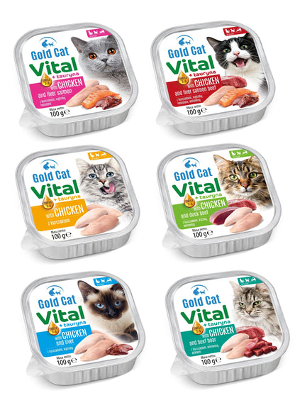 Gold Dog Mokra karma dla kota Gold Cat Vital 30 x 100 g pasztet – mix 6 smaków