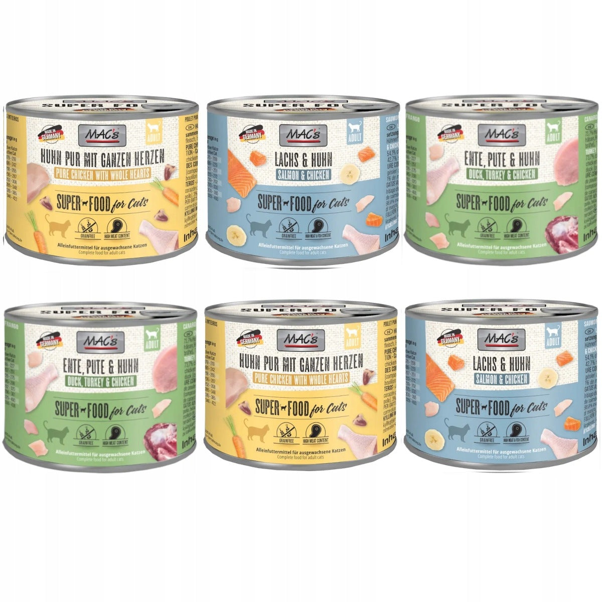 Mac's mokra karma dla kota bezzbożowa 6 x 200 g w puszkach – mix smaków