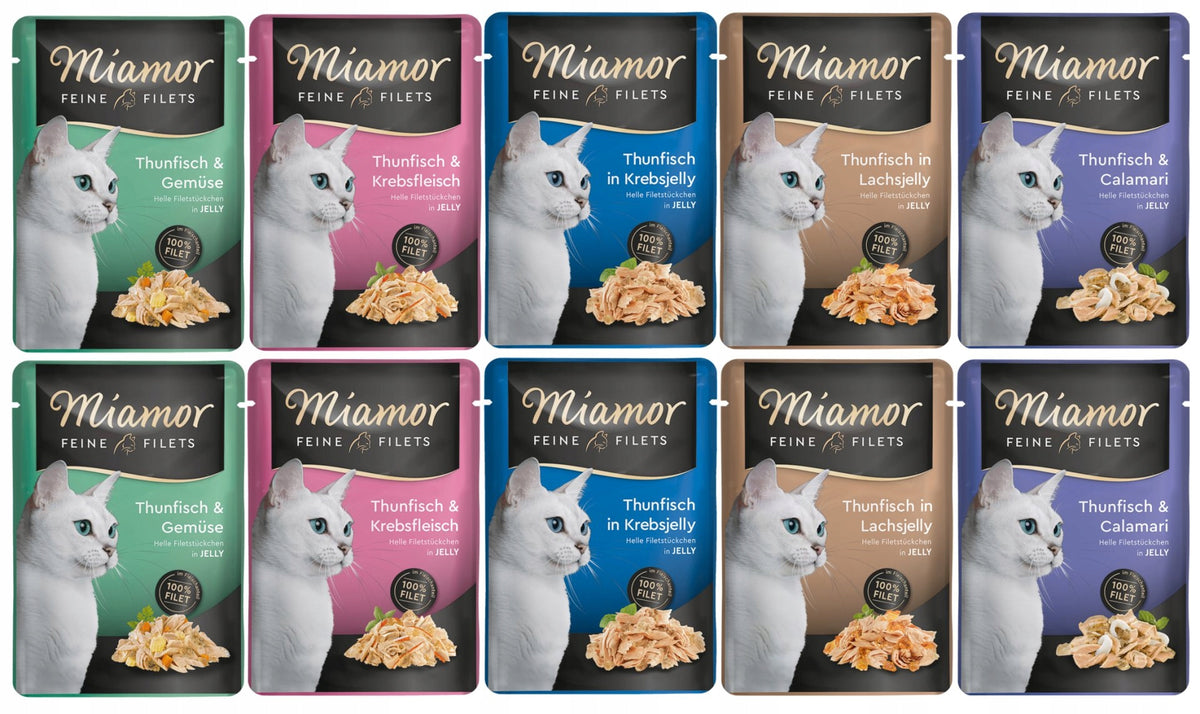 Miamor Feine Filets mokra karma dla kota bezzbożowa 10x100 g – mix smaków z tuńczykiem