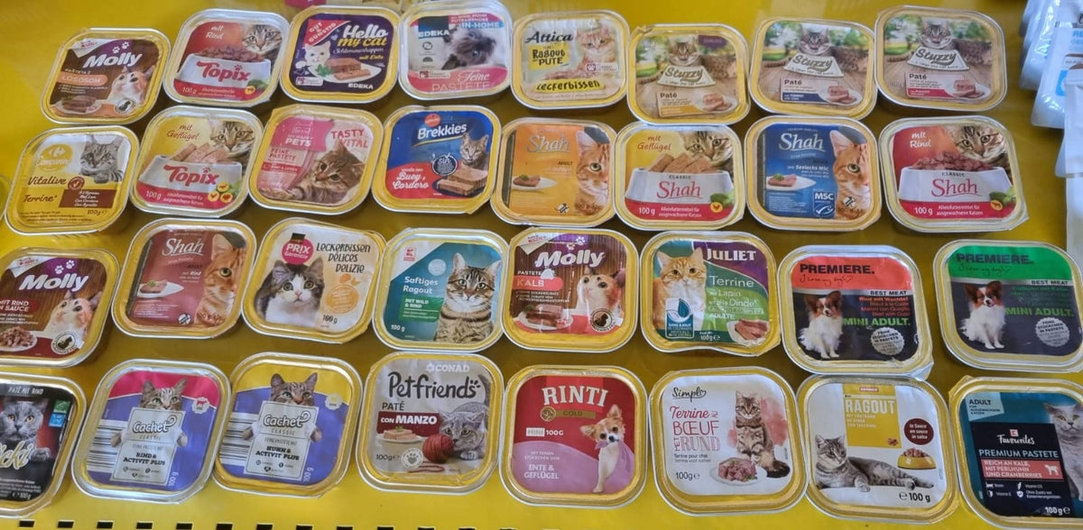 Mokra karma dla kota pasztet w tackach 100 g – zestaw 50 szt., mix smaków