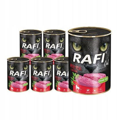 Rafi Mokra karma dla kota bezzbożowa 24 x 400 g – mix 4 smaków, dla kotów dorosłych