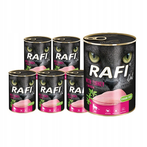 Rafi Mokra karma dla kota bezzbożowa 24 x 400 g – mix 4 smaków, dla kotów dorosłych