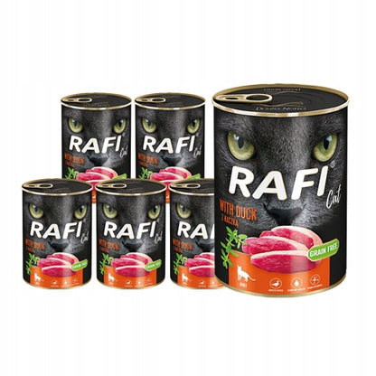Rafi Mokra karma dla kota bezzbożowa 24 x 400 g – mix 4 smaków, dla kotów dorosłych