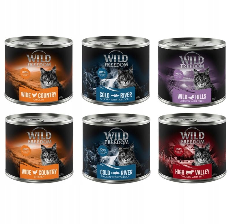 Wild Freedom Adult mokra karma dla kota bezzbożowa 6 x 200 g – mix 4 smaków