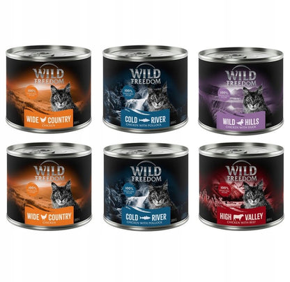 Wild Freedom Adult mokra karma dla kota bezzbożowa 6 x 200 g – mix 4 smaków
