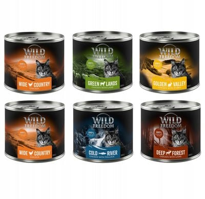 Wild Freedom Adult mokra karma dla kota bezzbożowa 6 x 200 g – mix 4 smaków