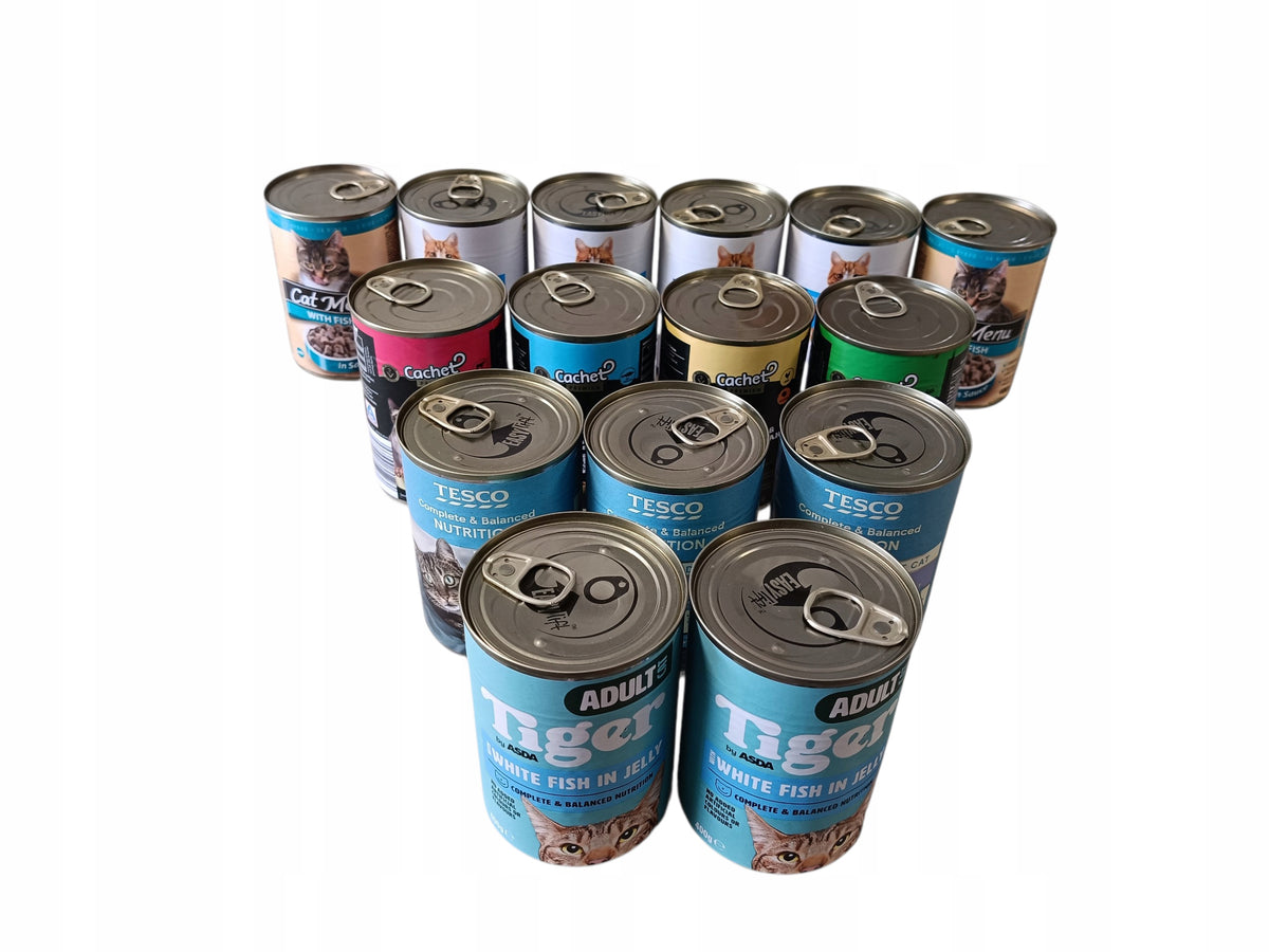 Mokra karma dla kota w puszkach 20 x 400 g, pełnoporcjowa, dla dorosłych – mix smaków