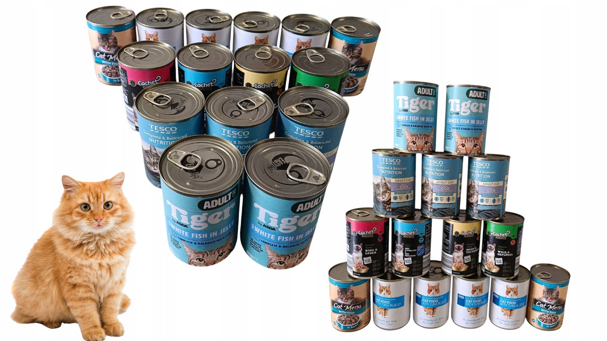 Mokra karma dla kota w puszkach 20 x 400 g, pełnoporcjowa, dla dorosłych – mix smaków