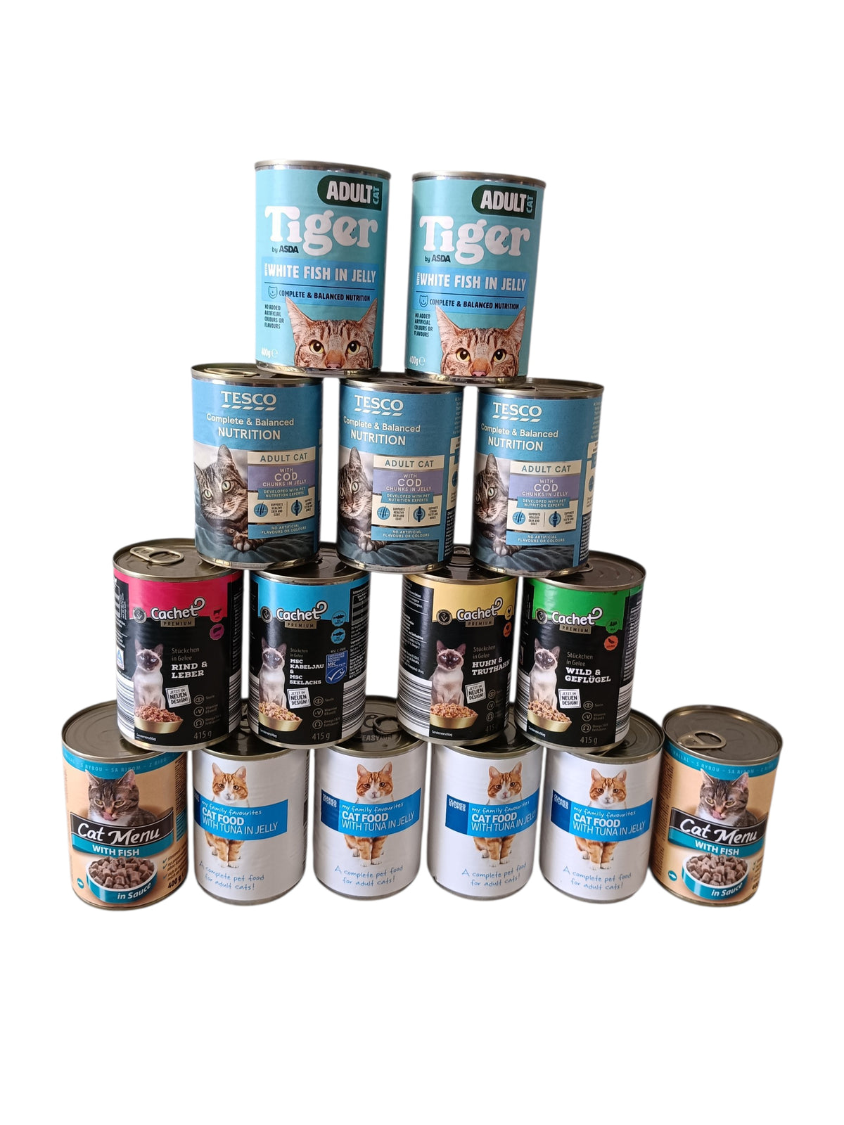 Mokra karma dla kota w puszkach 20 x 400 g, pełnoporcjowa, dla dorosłych – mix smaków