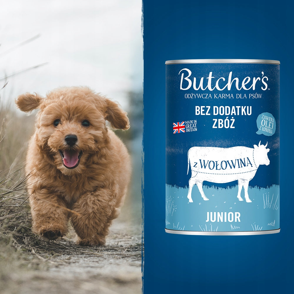 Butcher's Mokra karma dla szczeniąt Junior 24 x 400 g w galaretce – wołowina i kurczak