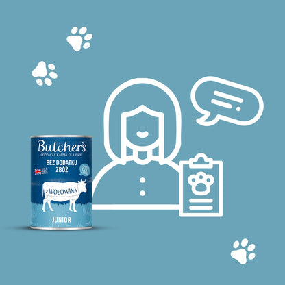 Butcher's Mokra karma dla szczeniąt Junior 24 x 400 g w galaretce – wołowina i kurczak